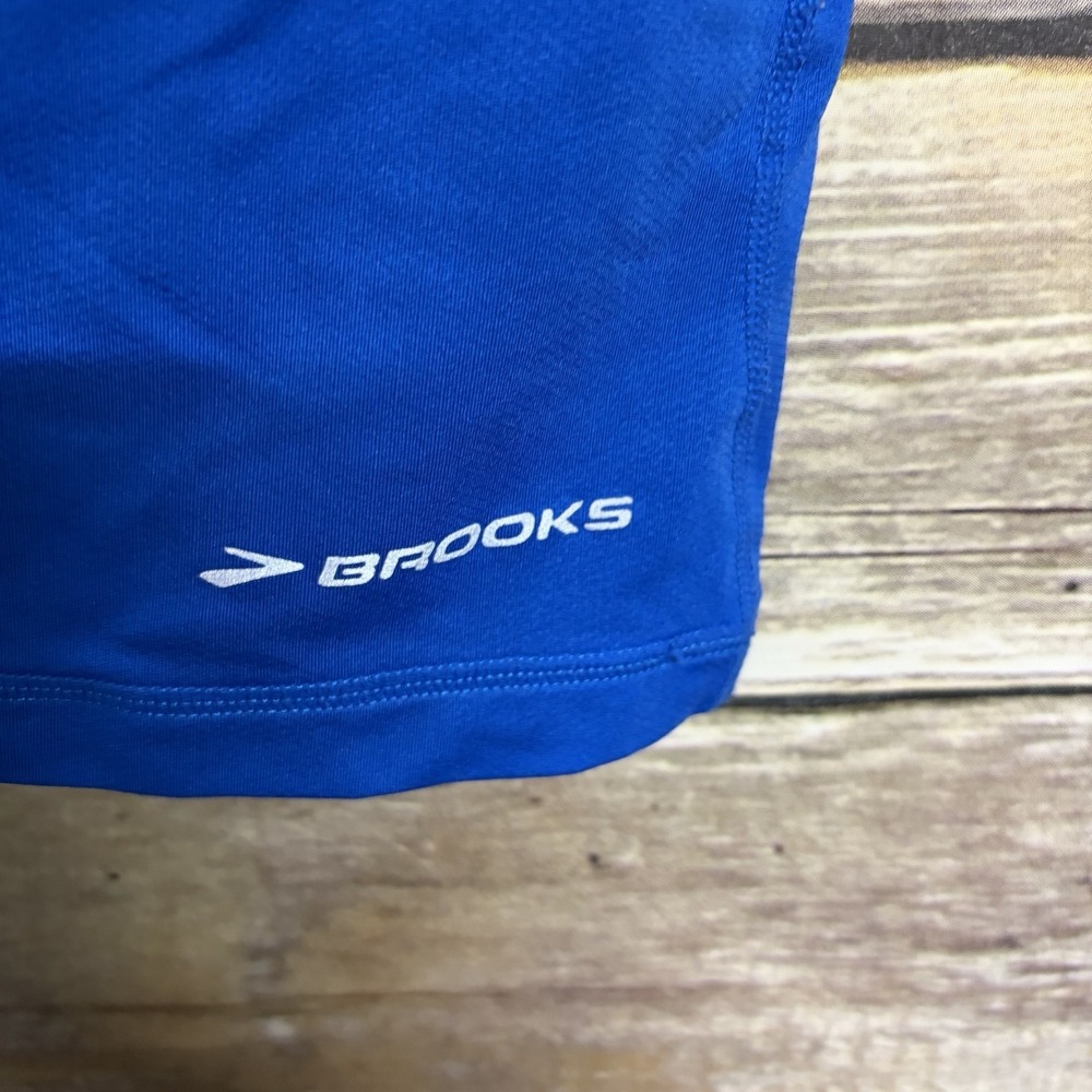 Brooks Women's XL Equilibrium Blue Zip V Neck Running Shirt Short Sleeve - Picture 5 of 10